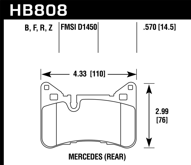 Mercedes-Benz C63 AMG Brake Pads - Rear - Hawk Performance - HPS 5.0 - `12-`15